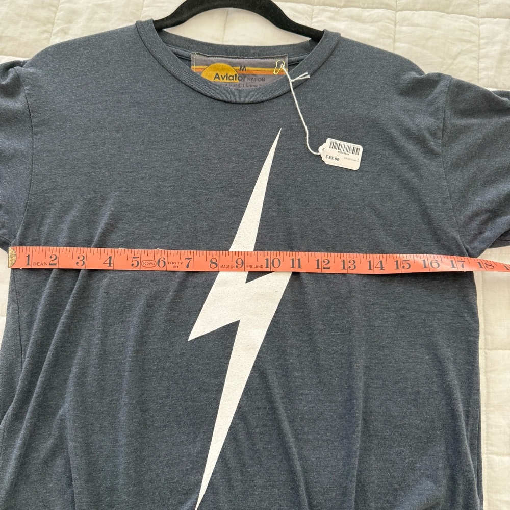 Aviator Nation Charcoal Tee with Lightning Bolt - Picture 3 of 7